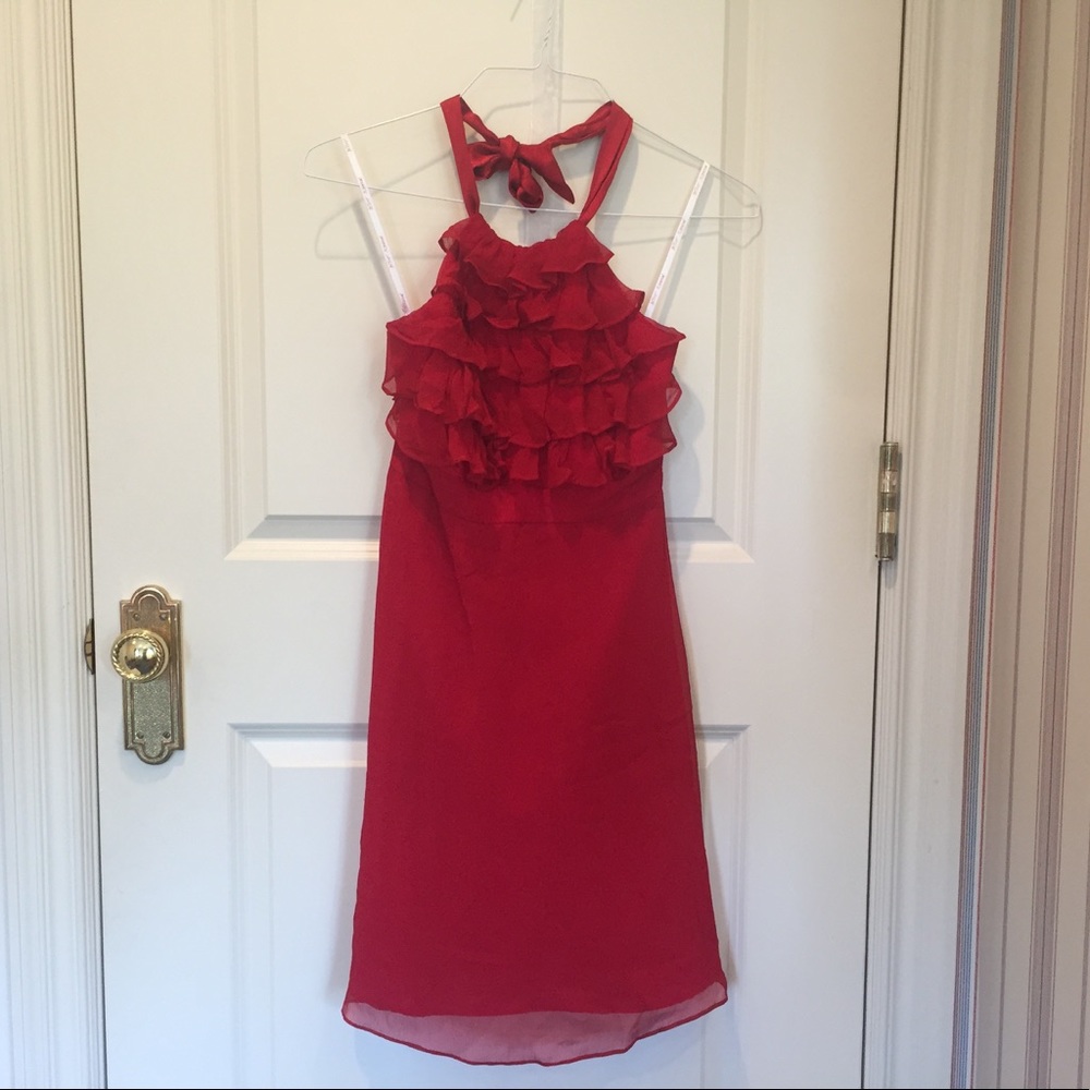 Betsey Johnson Red Silk Halter Dress-size 2